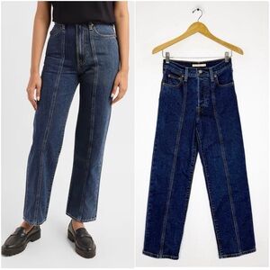 Levi’s Ribcage Straight Ankle Jeans Front Seam Size 25 Dark Wash